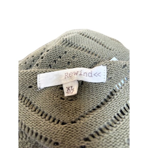 Rewind Sweater Vest Women XL Open Weave Sage Green Cotton Blend Scoop Neck - Picture 3 of 6